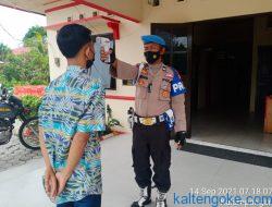 Cegah Covid-19, Polsek Sebangau Tingkatkan Disiplin Prokes Terhadap Pengunjung