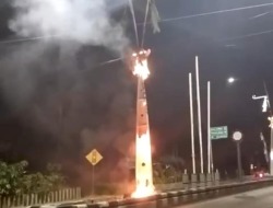 Tiang PJU Milik Pemkab Kotim Hangus Terbakar