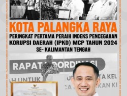 Palangka Raya Raih Peringkat Pertama IPKD MCP 2024 se-Kalteng