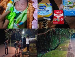 Geger! Bayi Imut Dibuang di Trotoar Jalan