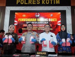 Sabu Seberat 489,86 Gram Dimusnahkan, Hasil Kerja Polres Kotim Selama 3 Bulan