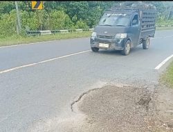 Jalan Trans Kalimantan di Desa Mantaren II Terancam Amblas, Warga Minta Penanganan Segera