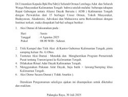Aksi Damai Tolak Transmigrasi di Kalteng, ADB Gelar Demo 4 Agustus
